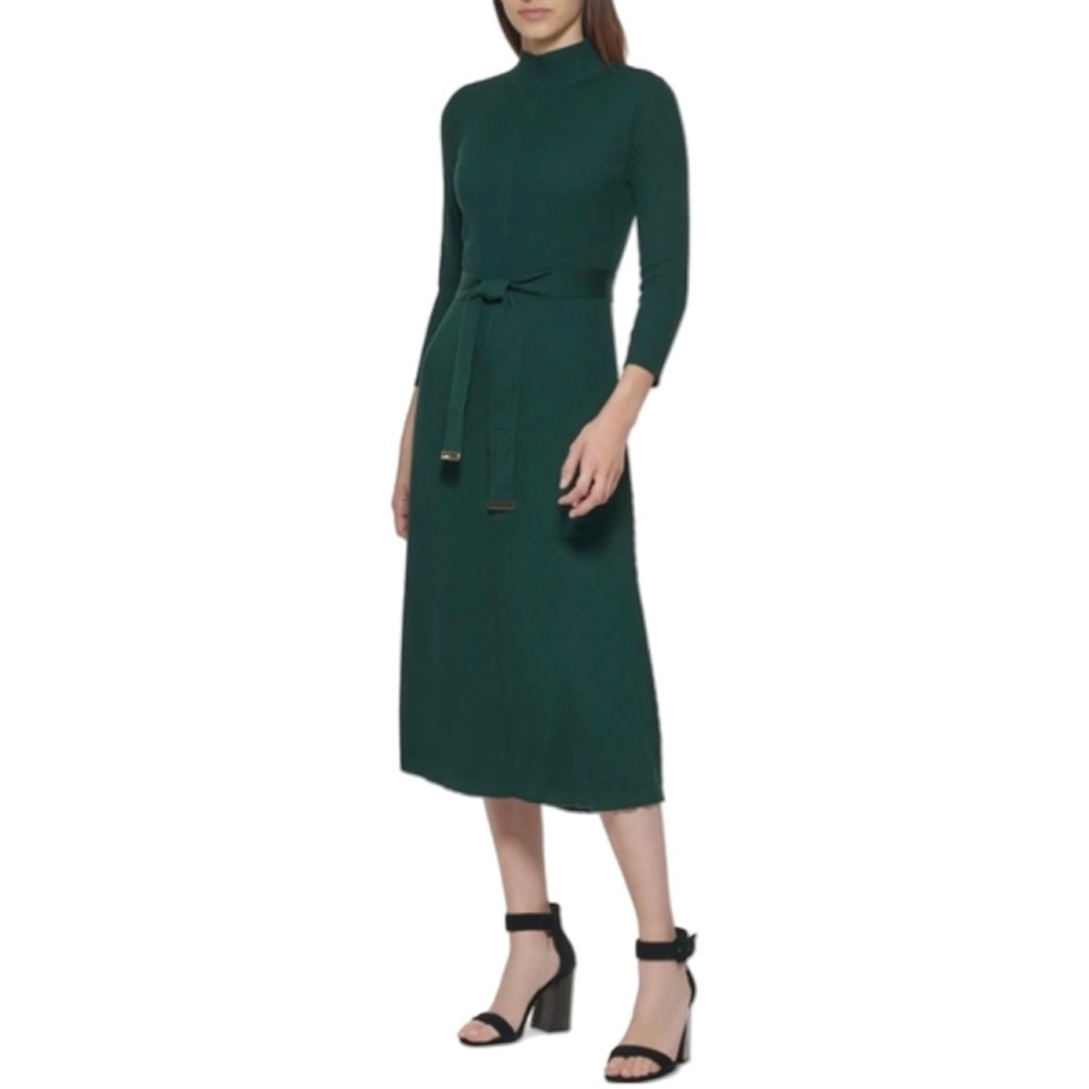 NWT Zara Dark Green Belted Dress